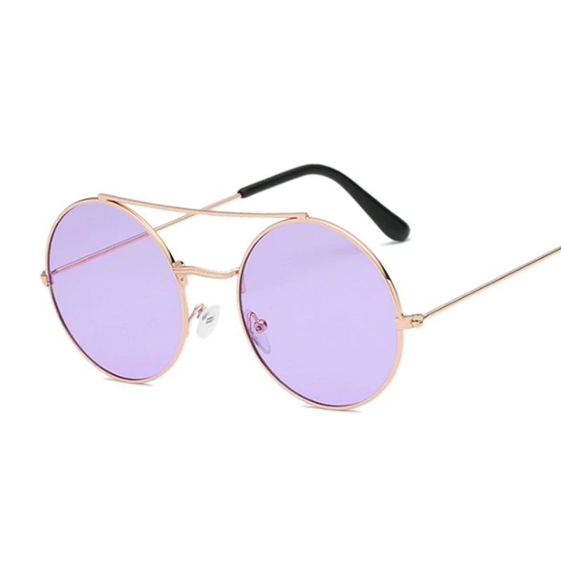 Солнцезащитные очки женские круглые красные в стиле ретро зеркальные коричневые