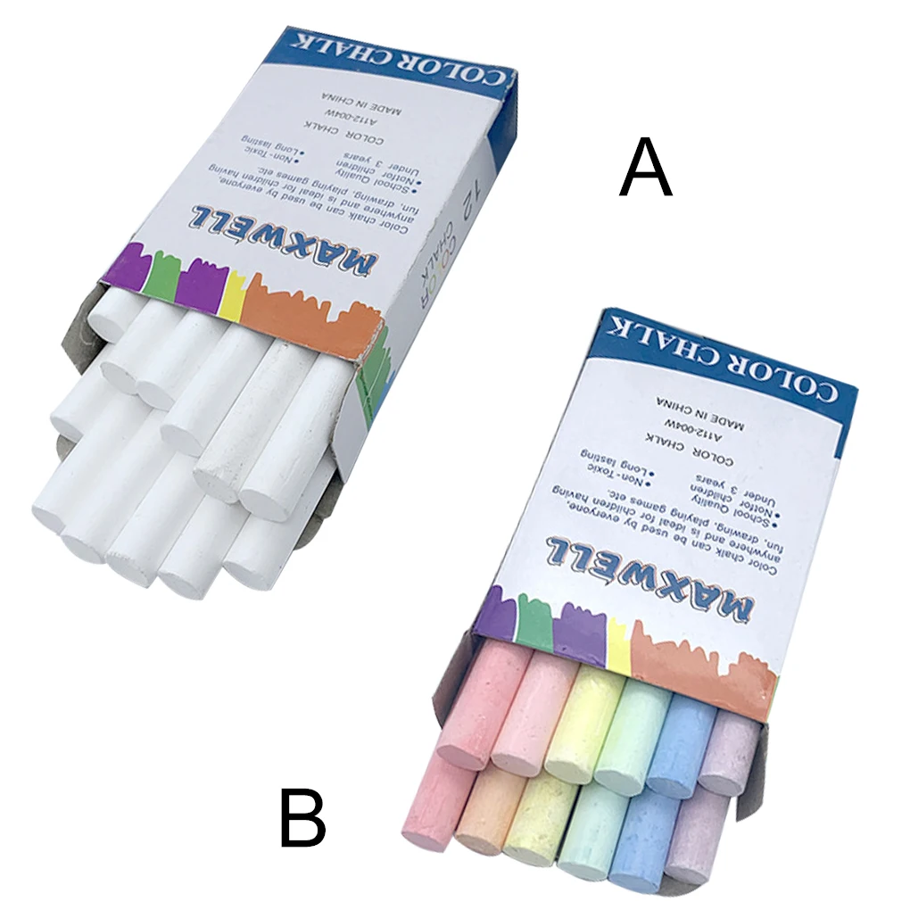 

12pcs Dustless White Chalks Kids Drawing Pen Non-toxic School Office Chalk Learning Tool, White
