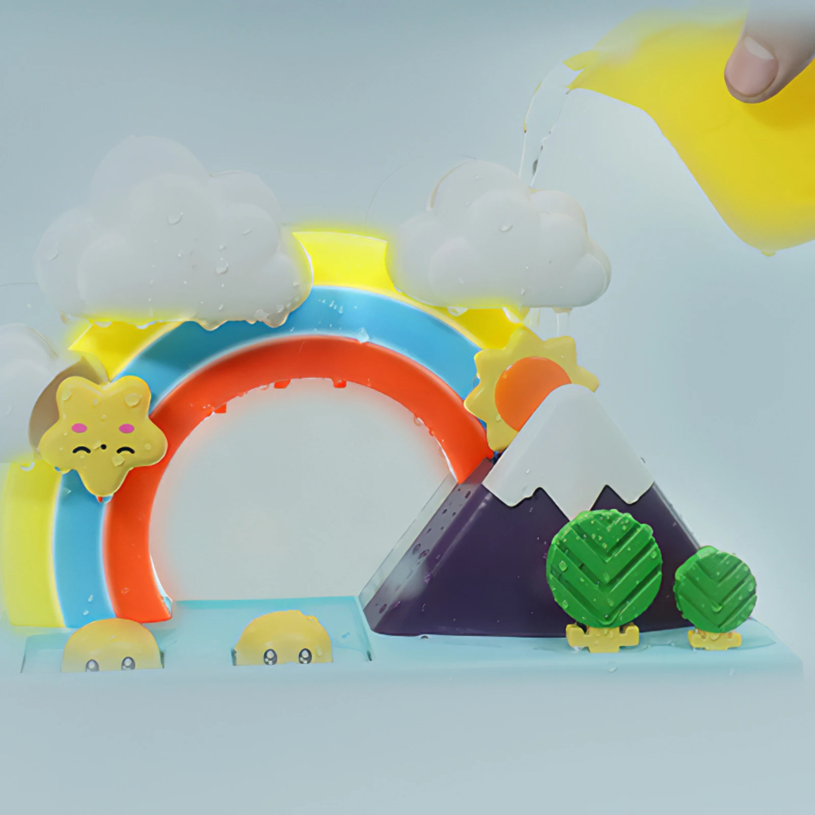

Baby Educational Colorful Plastic Bath Toys Electric Light Up Rainbow Duck Shower With Lighting MusicBath Toys For Kids