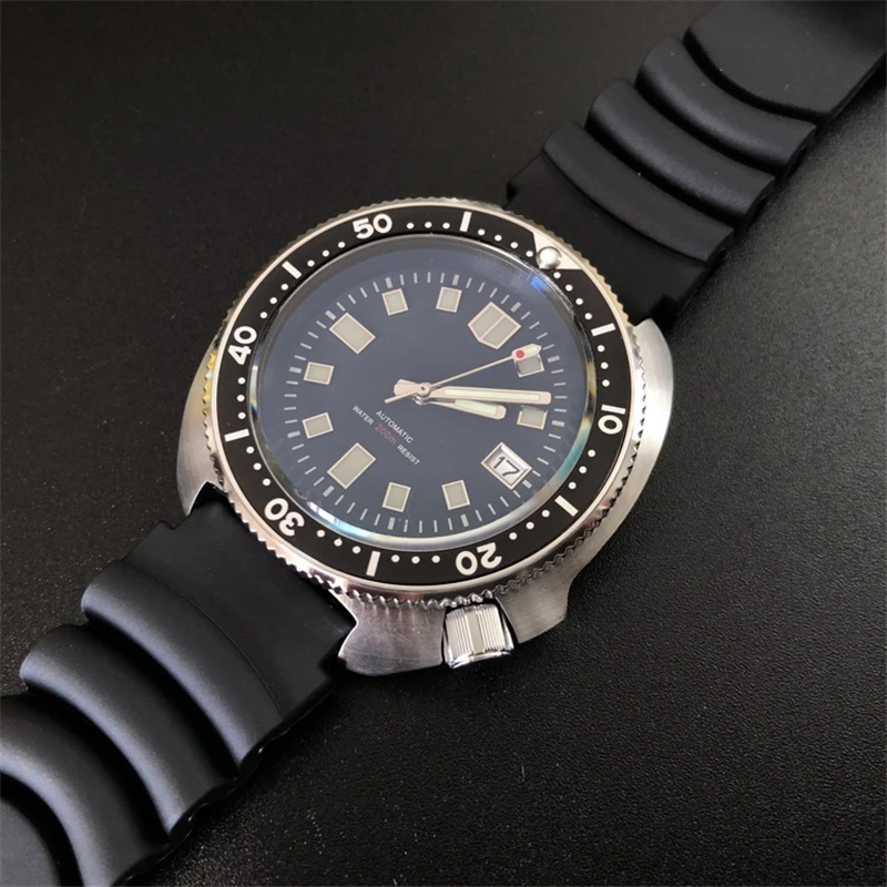 rubber strap Винтажные часы для дайвинга Tuna 6105, классические водонепроницаемые мужские автоматические наручные часы 200 м, водонепроницаемые сапфировые мужские стальные часы для мужчин - Цвет: rubber strap