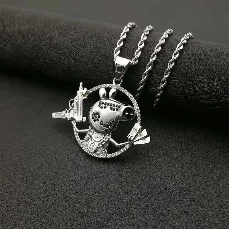 

POTCET Neutral Stainless Steel Crazy Piggy Titanium Steel Pendant Necklace Geometric Fashion Party Jewelry