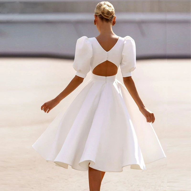 

2021 Women's Summer Solid Slim Dress Sexy Full-length Short Sleeve Middress