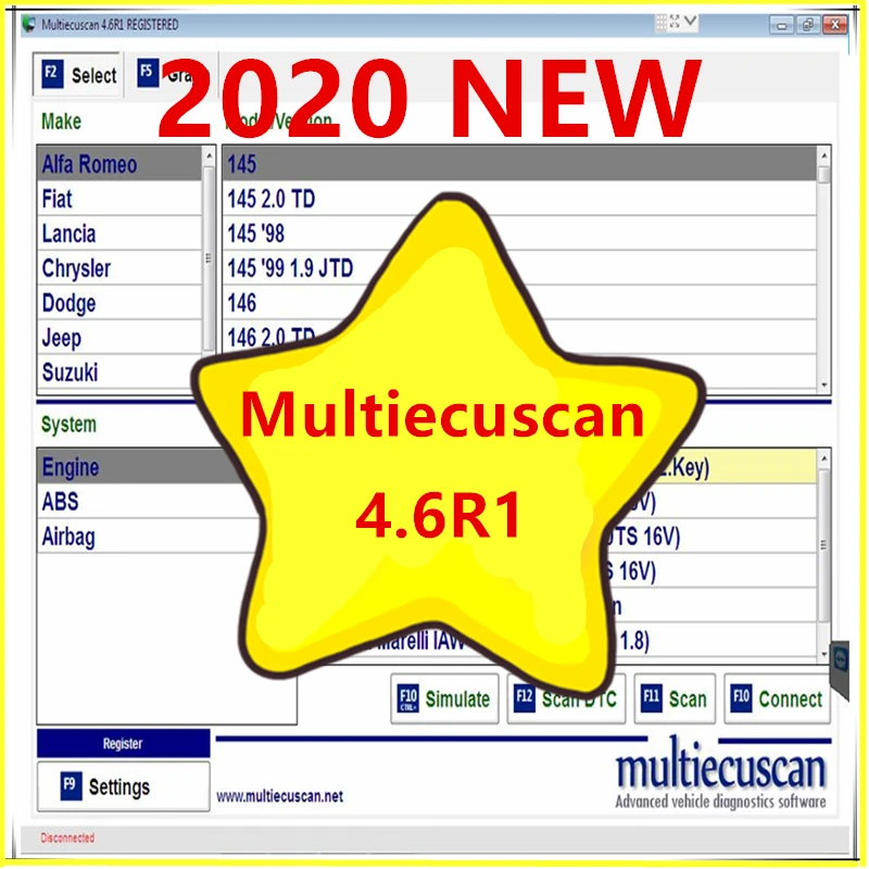 Лучший товар 2021 новинка MultiEcuScan v4.6R CD DVD полностью зарегистрированный быстрая