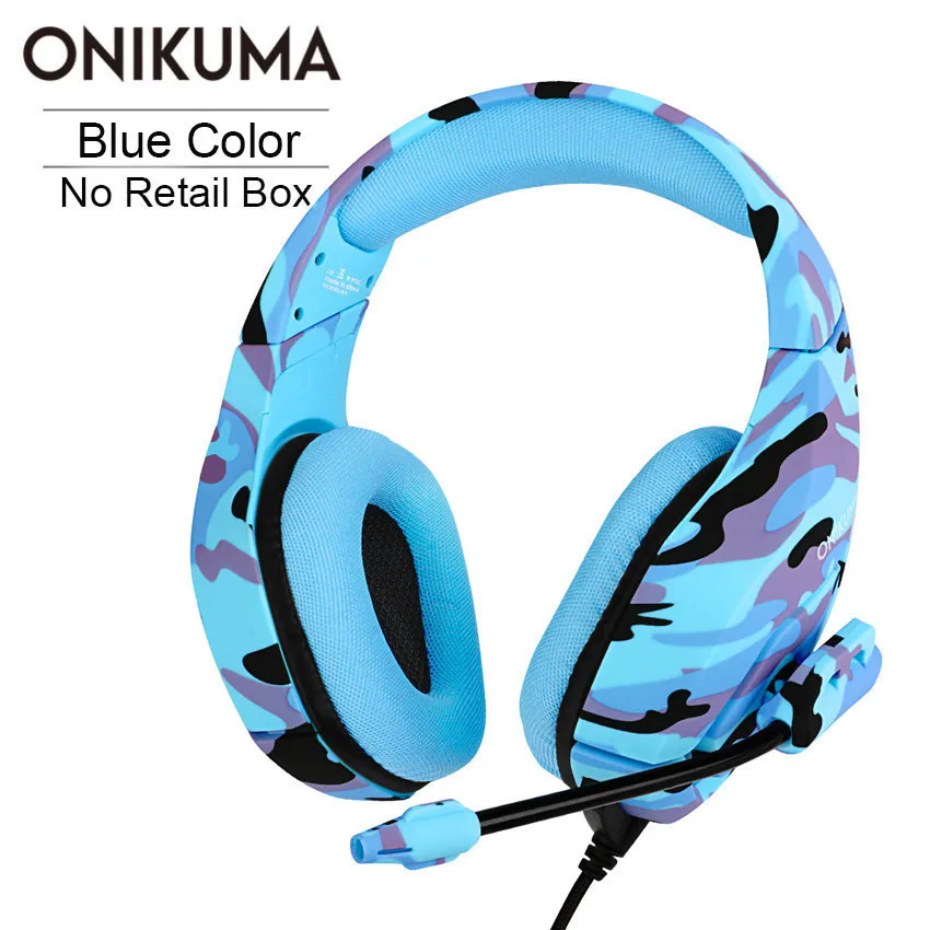 Blue PVC Package ONIKUMA K1 Casque PS4 игровая гарнитура с микрофоном камуфляжные наушники с шумоподавлением для ПК сотового телефона Xbox One ноутбук - Цвет: Blue PVC Package