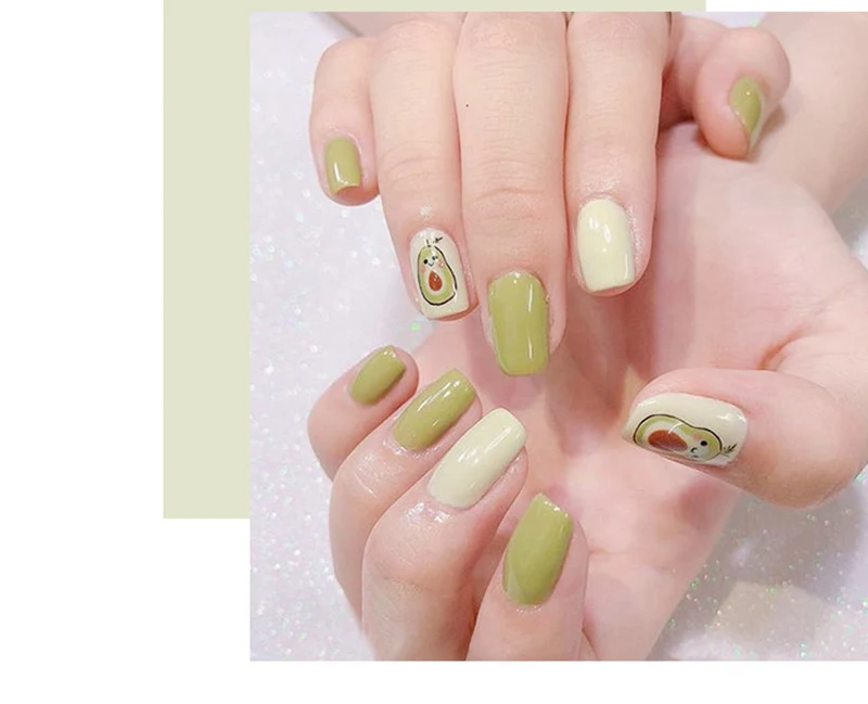1 лист зеленая наклейка для ногтей Летний стиль украшение авокадо фрукты