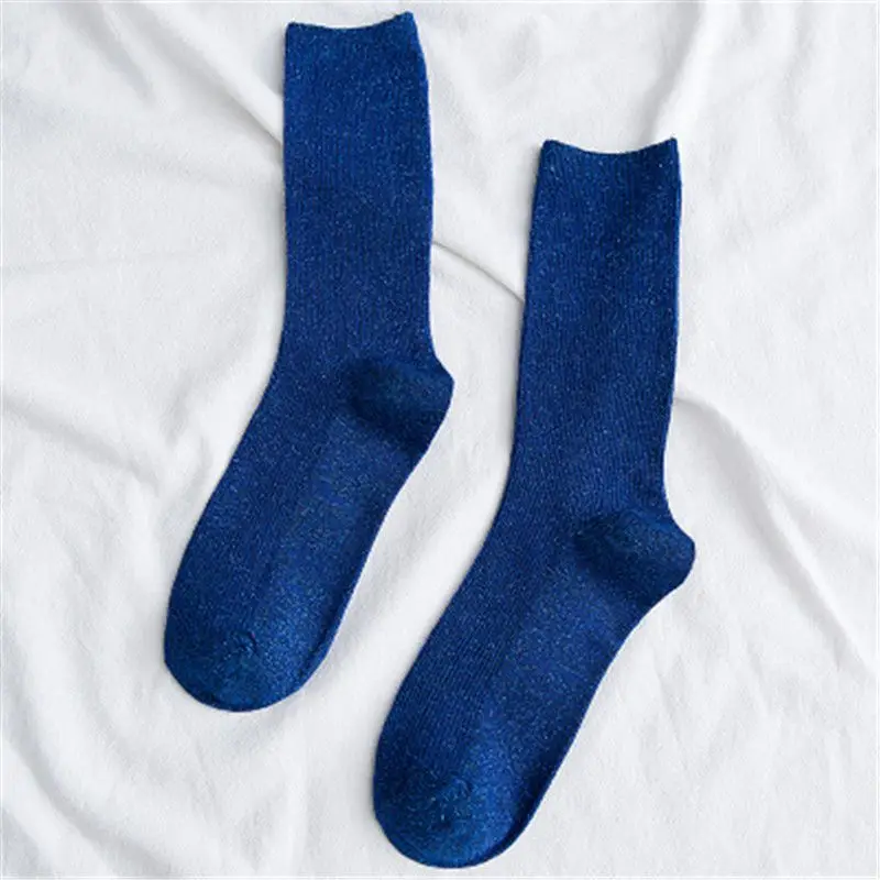 

Fashion Women Retro Glitter Socks Silver Shiny Socks Autumn Winter Casual Socks