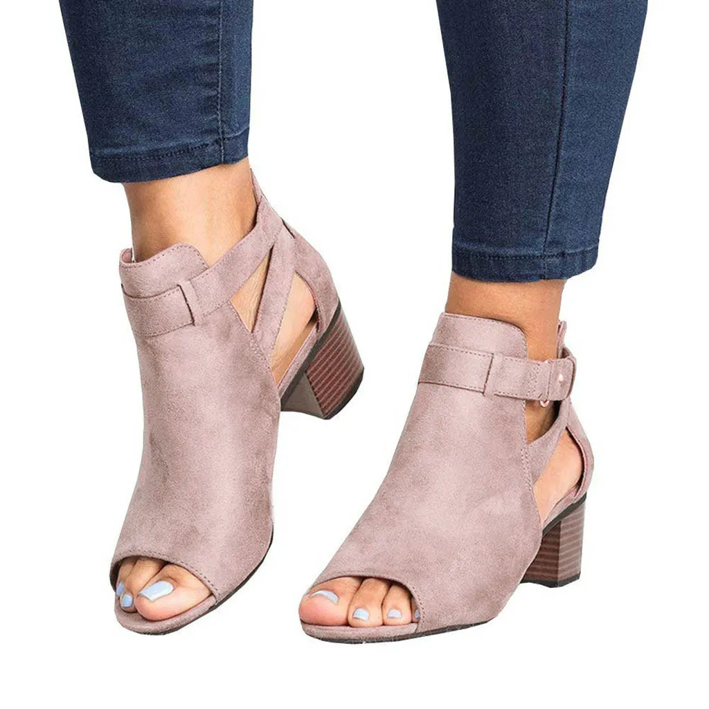 

shoes Women Summer Sandals Ladies Fashion Fish Mouth Hollow Out Roma Spring Square Heel Sandals casual shoes