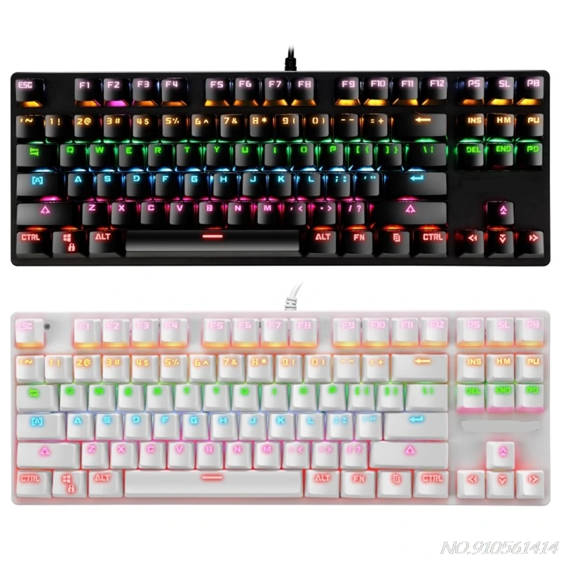 

Mechanical Keyboard 87 Keys Switch Wired Gaming Keyboards with RGB Backlight for Tablet Desktop Russian Sticker N17 20
