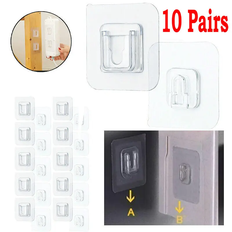 

10Pairs Double-sided Adhesive Wall Hooks Strong Transparent Suction Cup Sucker Home Life Door Hangging Storage Hooks Accessory