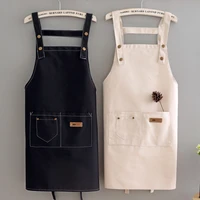 womens kitchen canvas apron coffee shop waiter apron household baking accessories solid color sleeveless apron 7070cm