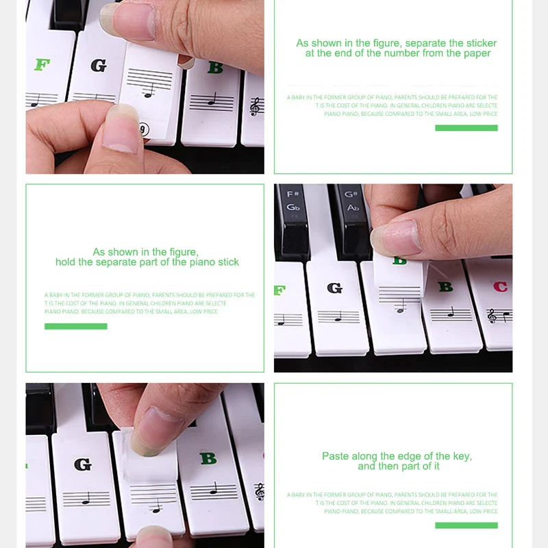 

Music Keyboard Piano Stickers Transparent Removable for 37 49 54 61 88 Keys Keyboards SAL99