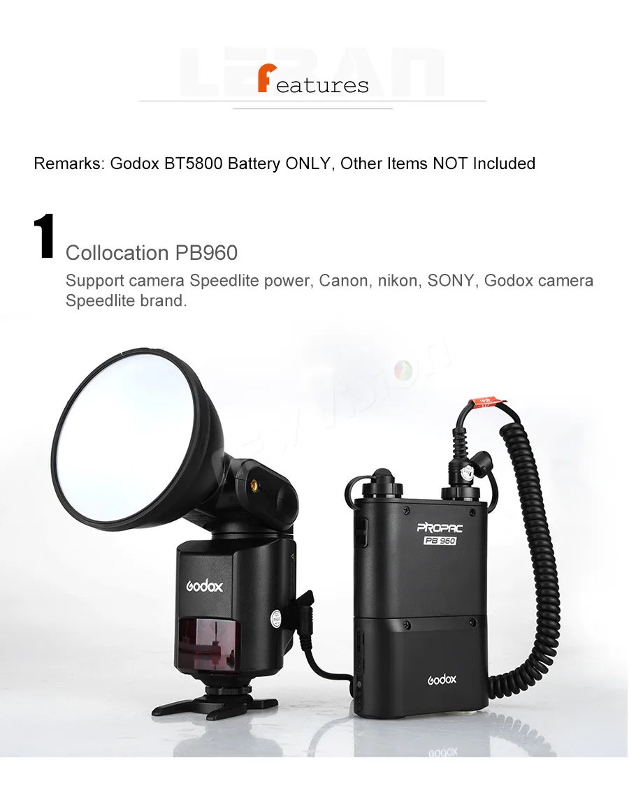 Godox BT5800 батарея 5800 мач Внешняя вспышка резервного питания быстрая зарядка на выходе светодиодный аккумулятор и usb-порт для источника питания PB960