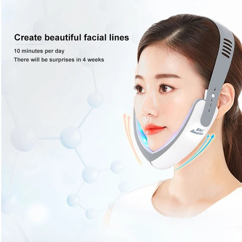 Facial Massager Face Lifting Slimming V-Shape Beauty Health Cavitation Device EMS Microcurrent Tighten Skin Double Chin Reducer