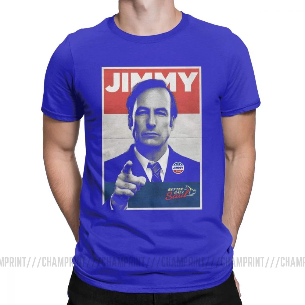 Мужские футболки с надписью «Vote Jimmy The Lawyers Better Call Saul», футболки с коротким рукавом для сериала Goodman, футболки из чистого хлопка - Цвет: Синий