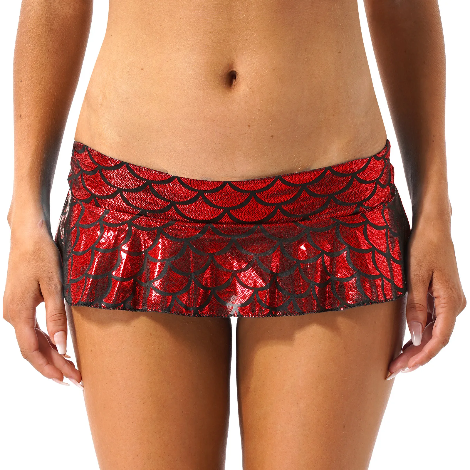 Женская Блестящая мини-юбка с принтом в виде рыбьей чешуи металлические вечерние