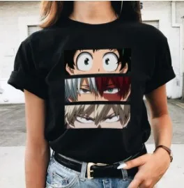 

Hero Academia Anime Cartoon Pattern T-shirt WomanT-shirt Teen Harajuku Style Top Boy Girl Goth Street Short Sleeve Couple Outfit