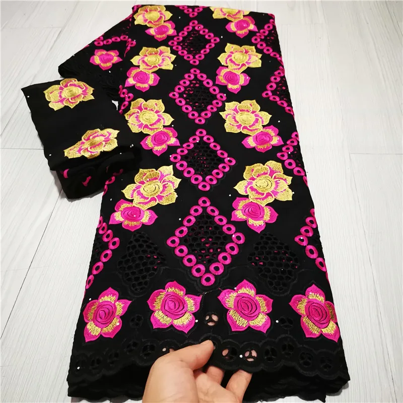 Новейшая нигерийская кружевная ткань с тюлем блузка хлопковая для