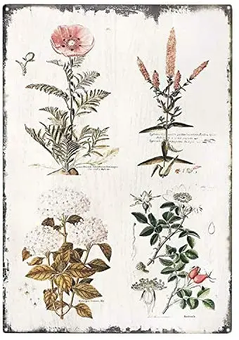 

Flower Plant Poster Vintage Painting Tin Sign for Street Garage Family Cafe Bar FarmCute Sign Great Metal Tin Sign 8x12inch