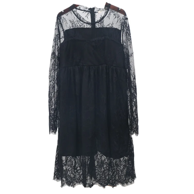 

Pregnancy Clothes Spring Summer Dress Women Elegant Casual Lace Long Sleeve Loose Leakage of Shoulder Maternity Dresses