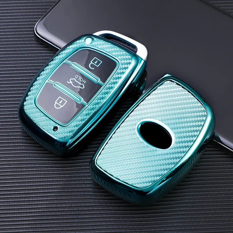 

Carbon Fiber TPU Car Key Cover Case Skin Protective Shell Holder for Hyundai IX35 Avante Mistra ELANTRA Santafe Tucson Smart Key