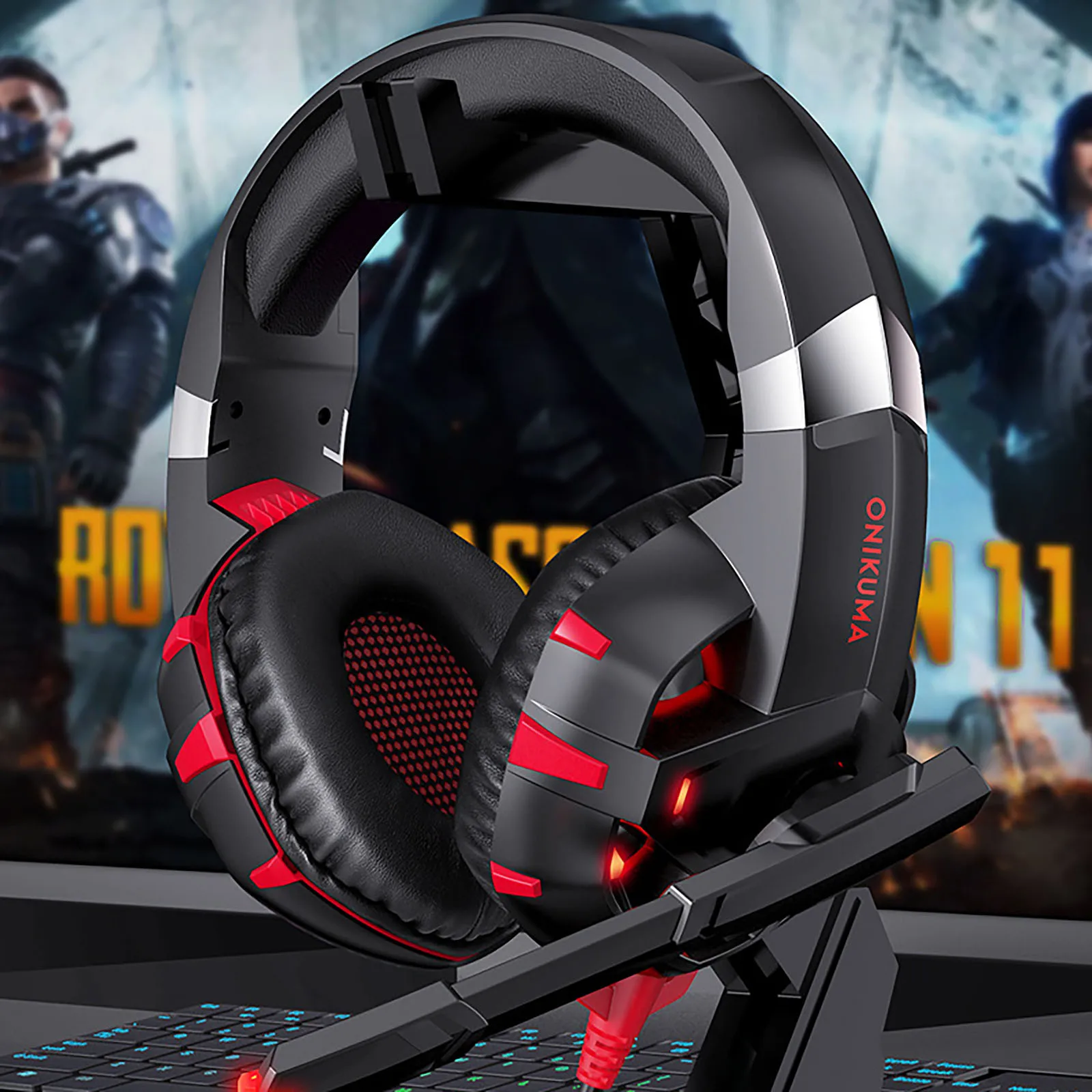 

Gaming headset with 7.1 surround sound noise reduction microphone and LED light Wired Headphones Stereo Sport Earphone Micr