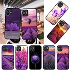 Чехол для телефона Apple IPhone 12 Mini, 11 Pro, XR, X, MAX, SE, XS 4, 5, 6, 6S, 7, 8, E Plus, черный чехол, 3D Prime, цветы, лаванда