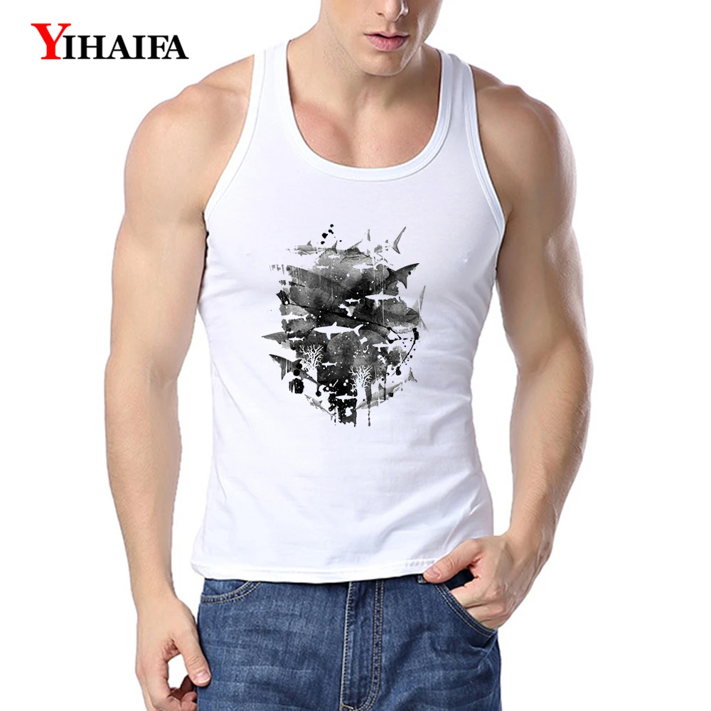 YIHAIFA мужская майка Харадзюку с принтом для фитнеса бодибилдинга тренировочный