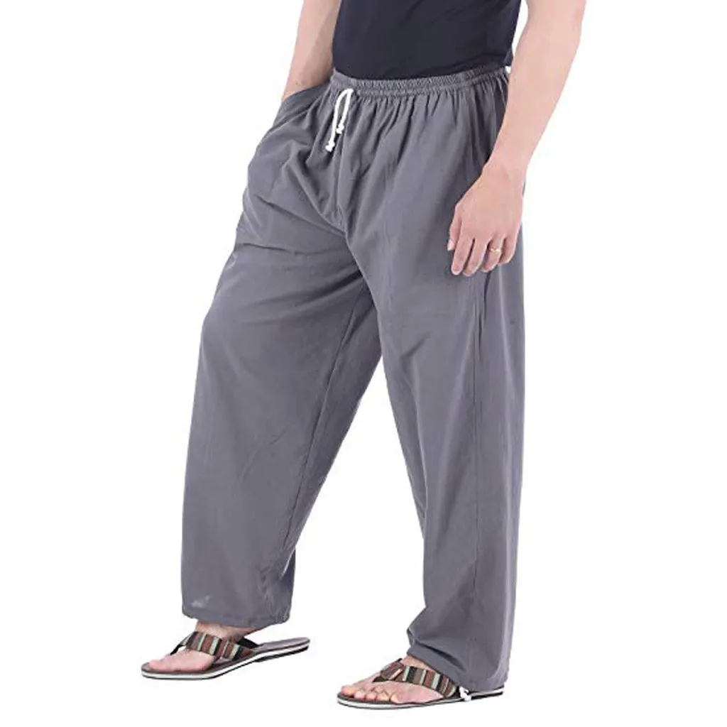 

Мужские однотонные хлопковые бандажные брюки, повседневные брюки в стиле хип-хоп, Модные свободные уличные брюки, 2021