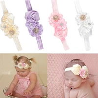 8colors 1pc newborn baby headband rose flower decorated fashion photo props girls hair accessories