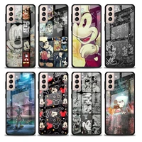 disney mickey mouse tempered glass cover for samsung galaxy s21 plus ultra m21 m31 m51 a52 a72 phone case coque