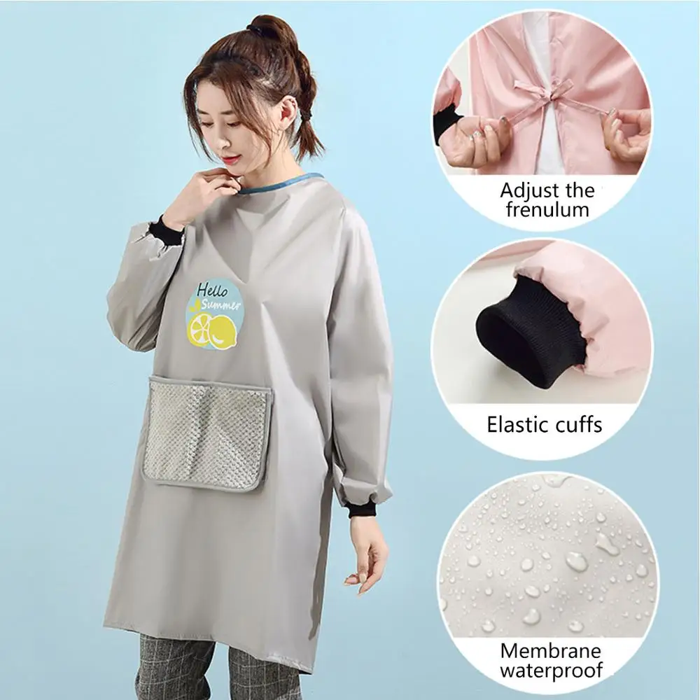 

Carton Woman Cooking Baking Restaurant Aprons Home Cleaning Tools Long Sleeve Aprons Bibs