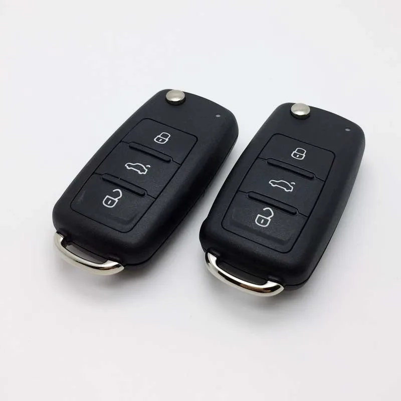 

NEW 3 Button Flip Fob Remote Folding Key Shell for VW VOLKSWAGEN Tiguan Golf Sagitar Polo MK6 Uncut Blade Fob with logo