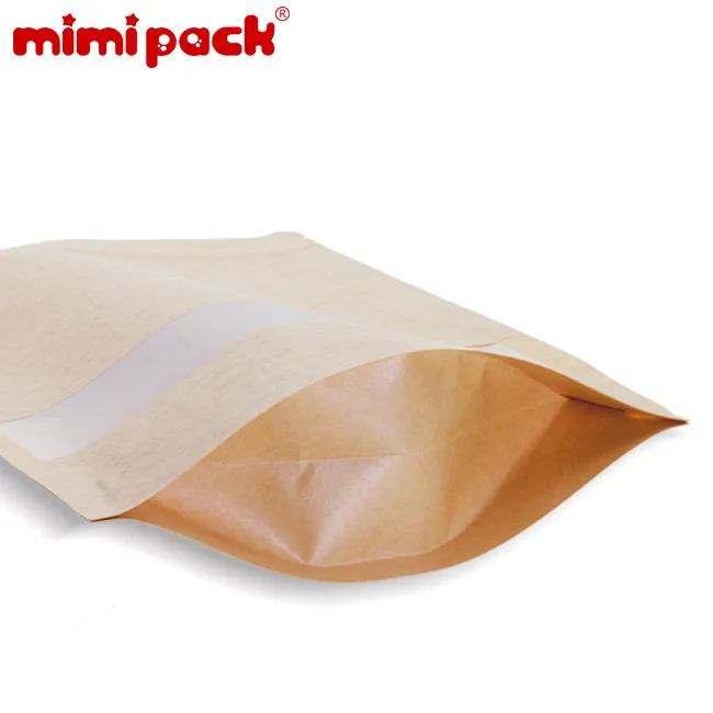 

mimipack 7 Mil Matte Moisture Proof Kraft Stand-Up Food Storage Bags with Window for Snack, Biscuit