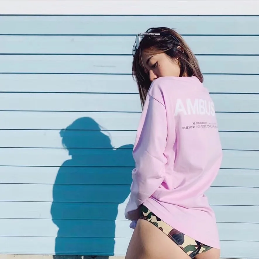 

ins same paragraph 19FW tide brand AMBUSH long-sleeved autumn classic print Oversize loose long-sleeved bottoming shirt