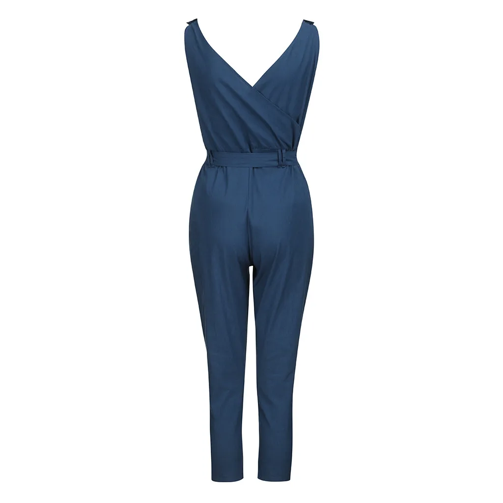 

Women Rompers 2021 Summer new Ladies Casual Clothes Loose Linen Cotton Jumpsuit Sleeveless Backless Playsuit Trousers Overalls