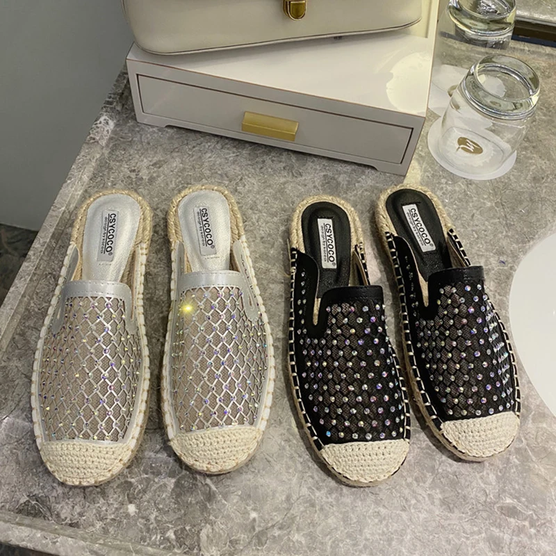 Сетчатые эспадрильи Женская обувь на плоской подошве из пеньки Женские весенние