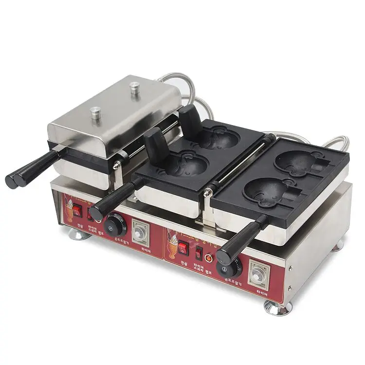 110v 220v маленький медведь открытый рот вафельница мороженое тайяки машина - Цвет: 4 pcs bear