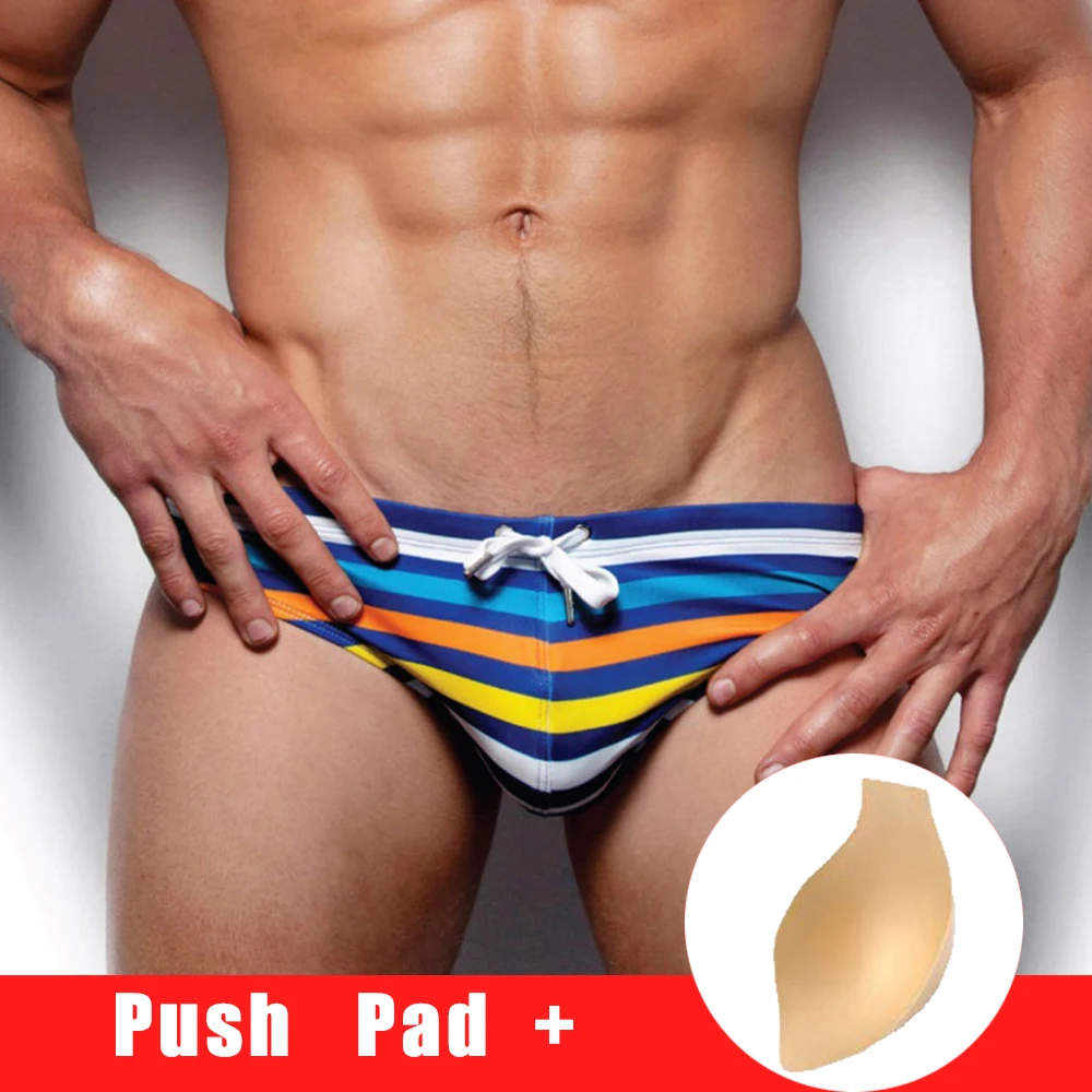 

Летняя полосатая одежда для плавания, мужские плавки, сексуальный женский купальник с низкой талией, водонепроницаемые трусы для плавания, купальный костюм для серфинга, Sunga