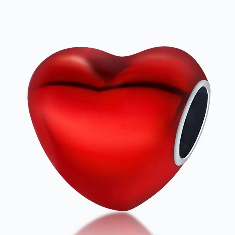 

HOT SALE 925 Sterling Silver Red heart Charm Beads Fit Original Pandora Bracelet Pendant Necklace Jewelry Gifts for ladies