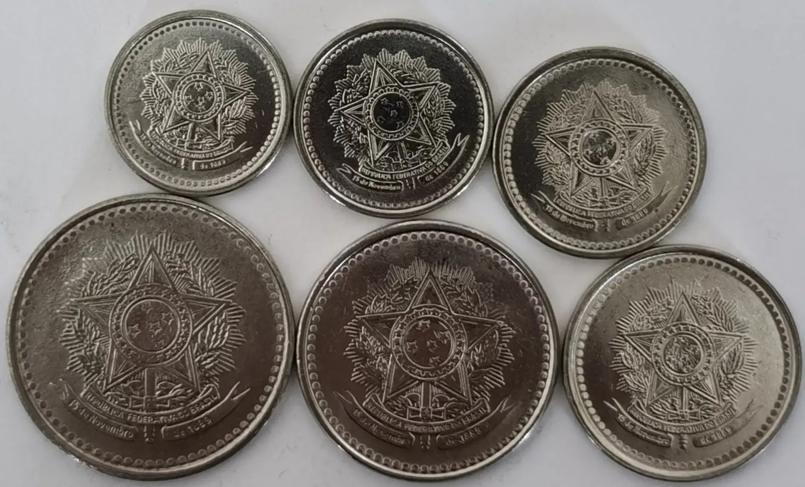 

Brazilian Five-star Version Coin 1986-1988 Full Set 6 Pieces Unc Real Original Coins Collection