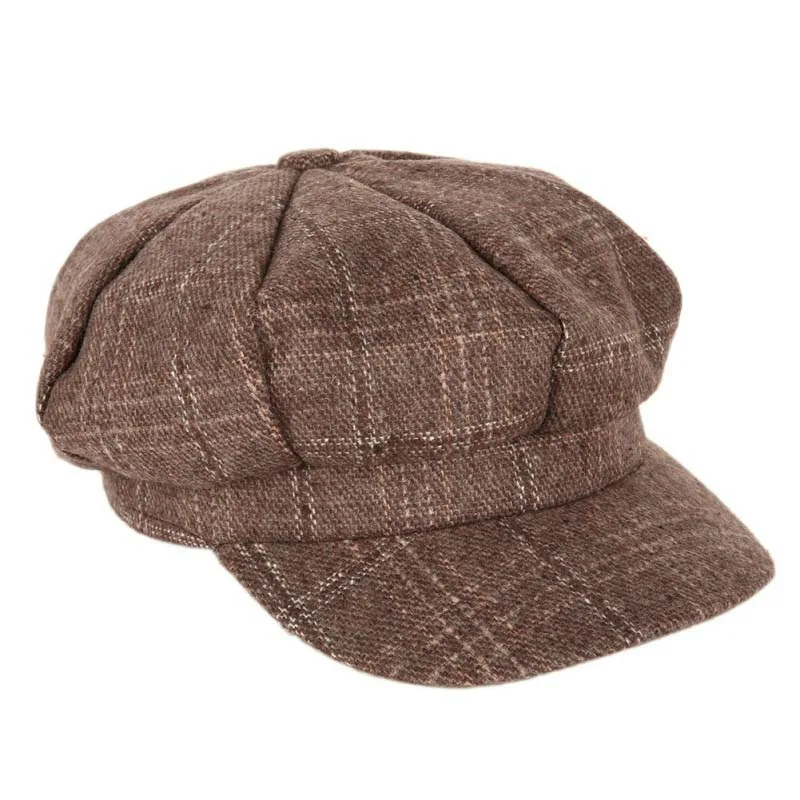 Черная Шерстяная кепка SHOWERSMILE для женщин винтажная газетчика женская в клетку