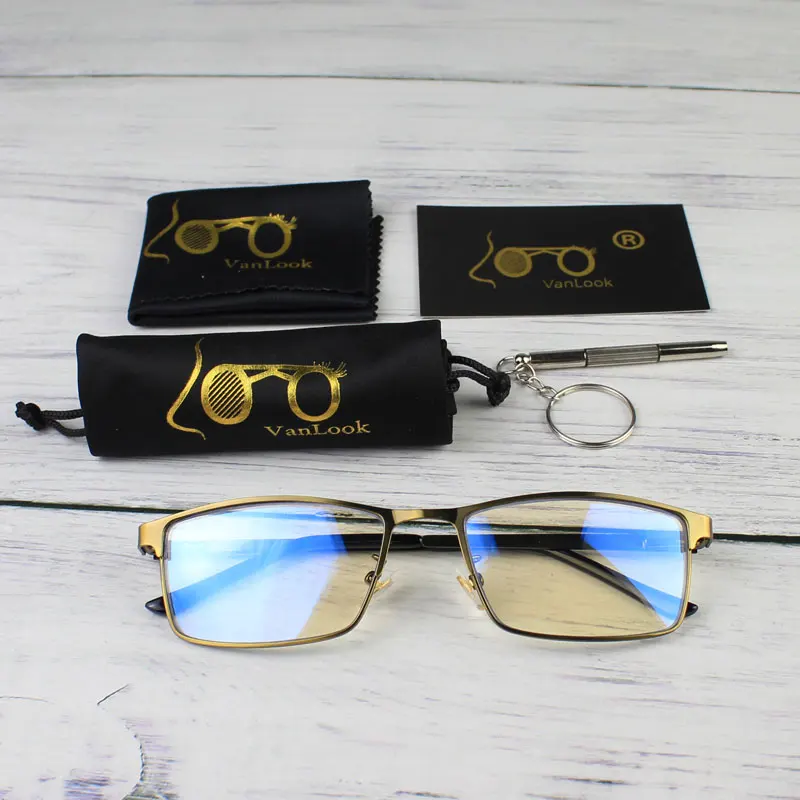 Gold VANLOOK прогрессивные многофокусные очки для чтения компьютер для мужчин и женщин зрение четкие Регулируемые очки красный+ 1,0 1,5 2 2,5 3 3,5 - Цвет оправы: Gold