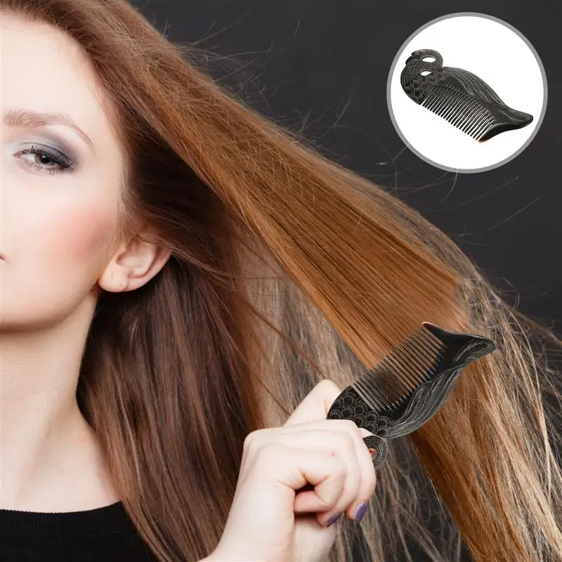 

1pc Practical Safe Comfortable Durable Exquisite Ox Horn Comb for Women Girls Ladies