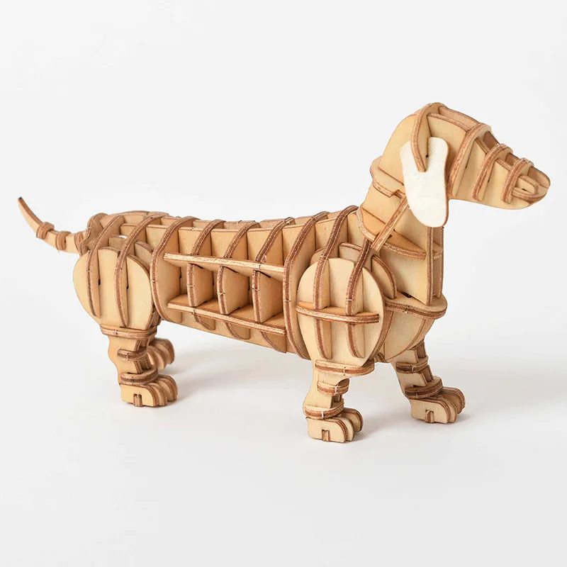Dachshund model 3D Wooden Puzzle Animal dog Puzzle Educational Toy DIY craft toys for children gift free shipping