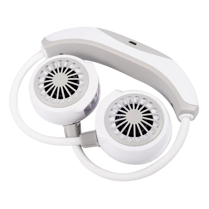 

USB Leafless Hanging Neck Fans Portable 2000Mah Rechargable LED Fan Portable Low Noise Around the Neck Fashion Fan