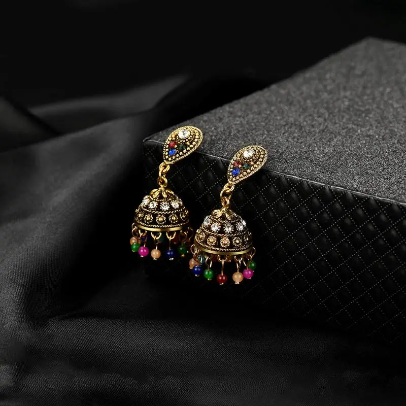 Новые дизайнерские этнические серьги null античные винтажные цветные бусины