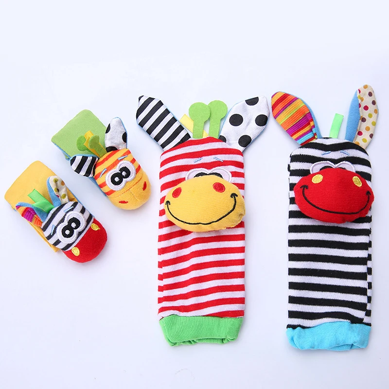 

0-3 Years Old Children's Socks Rattle Toy Wrist Rattle And Foot Socks Watch Strap Rattle Soft Safe And Non-Toxic