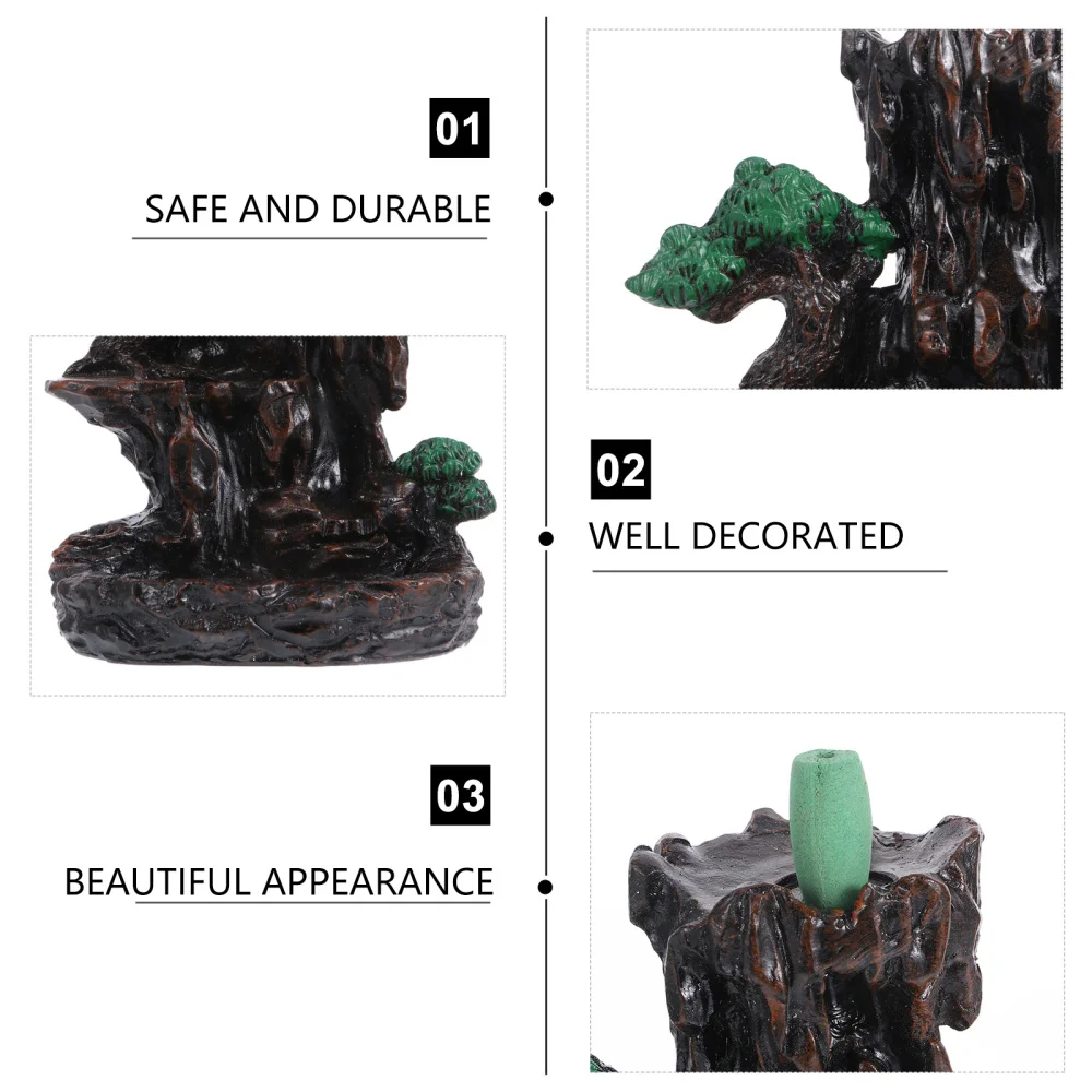 

1 Set Backflow Incense Burner Resin Censer Ornament with Backflow Incense Cone