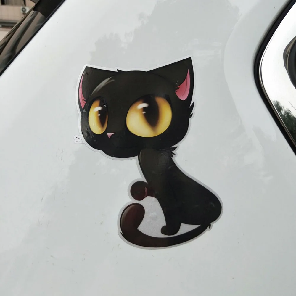 

12*17CM Car Sticker Personality Big Eyes Witch Cat PVC Decal 11-00969
