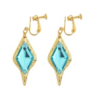 Лидер продаж, серьги-ромбы для игры Genshin Impact, очаровательные синие кристаллы, модные популярные ювелирные изделия для косплея, клипсы для ушей для мужчин и женщин, аксессуары